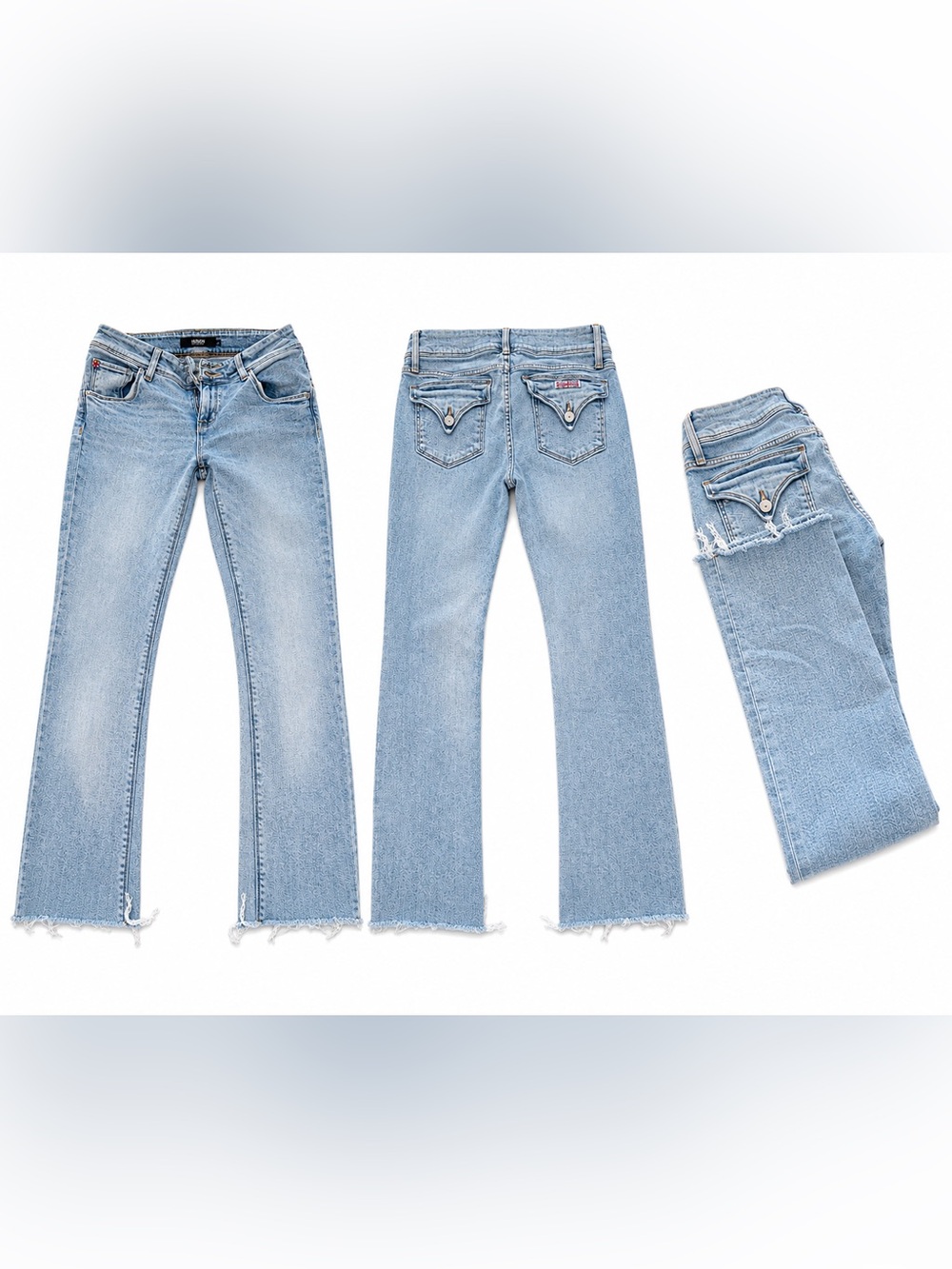 Hudson Light Wash Distressed Flare Jeans | Raw Hem Bootcut Denim | Size 27